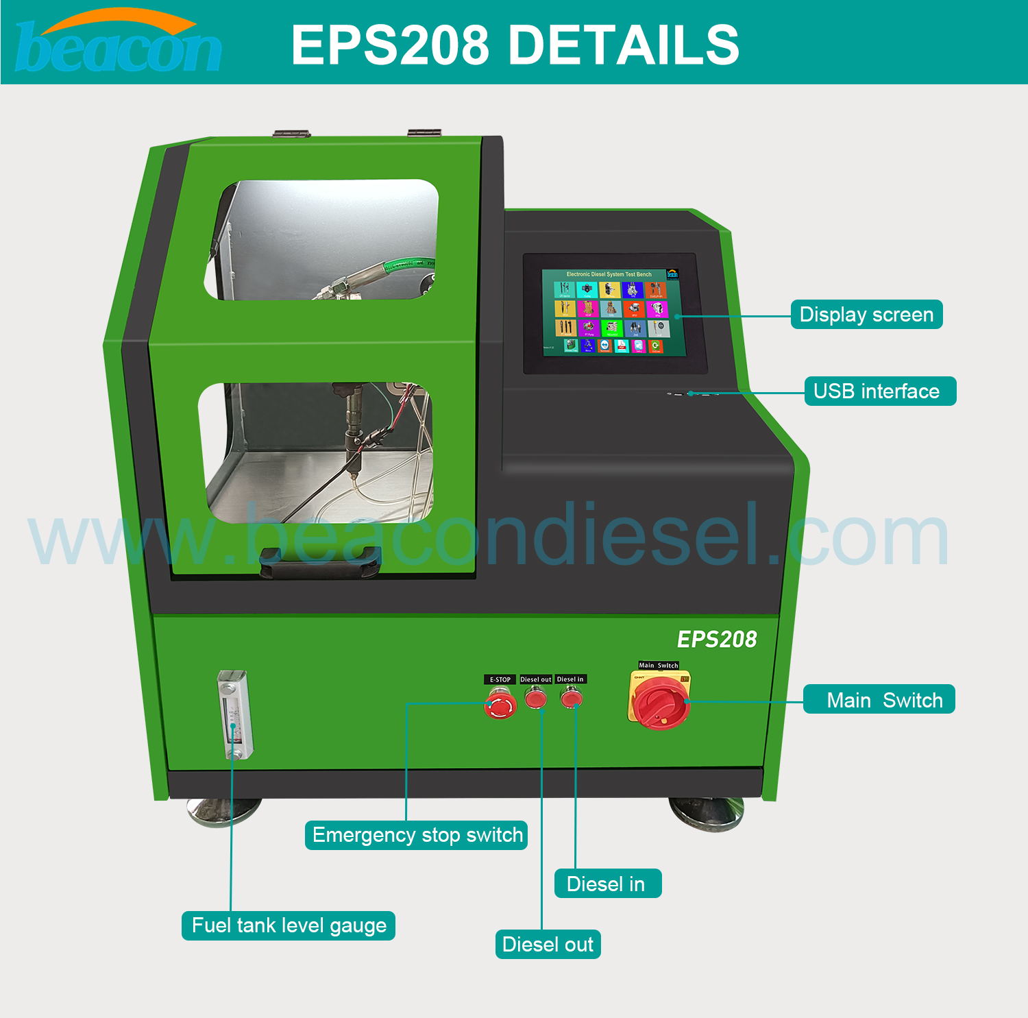 Beacon Machine Eps208 Dts208 Common Rail Diesel Injector Tester Eps205 Дизельный испытательный стенд Nts200 Dts200 Eps 205 Испытательный стенд