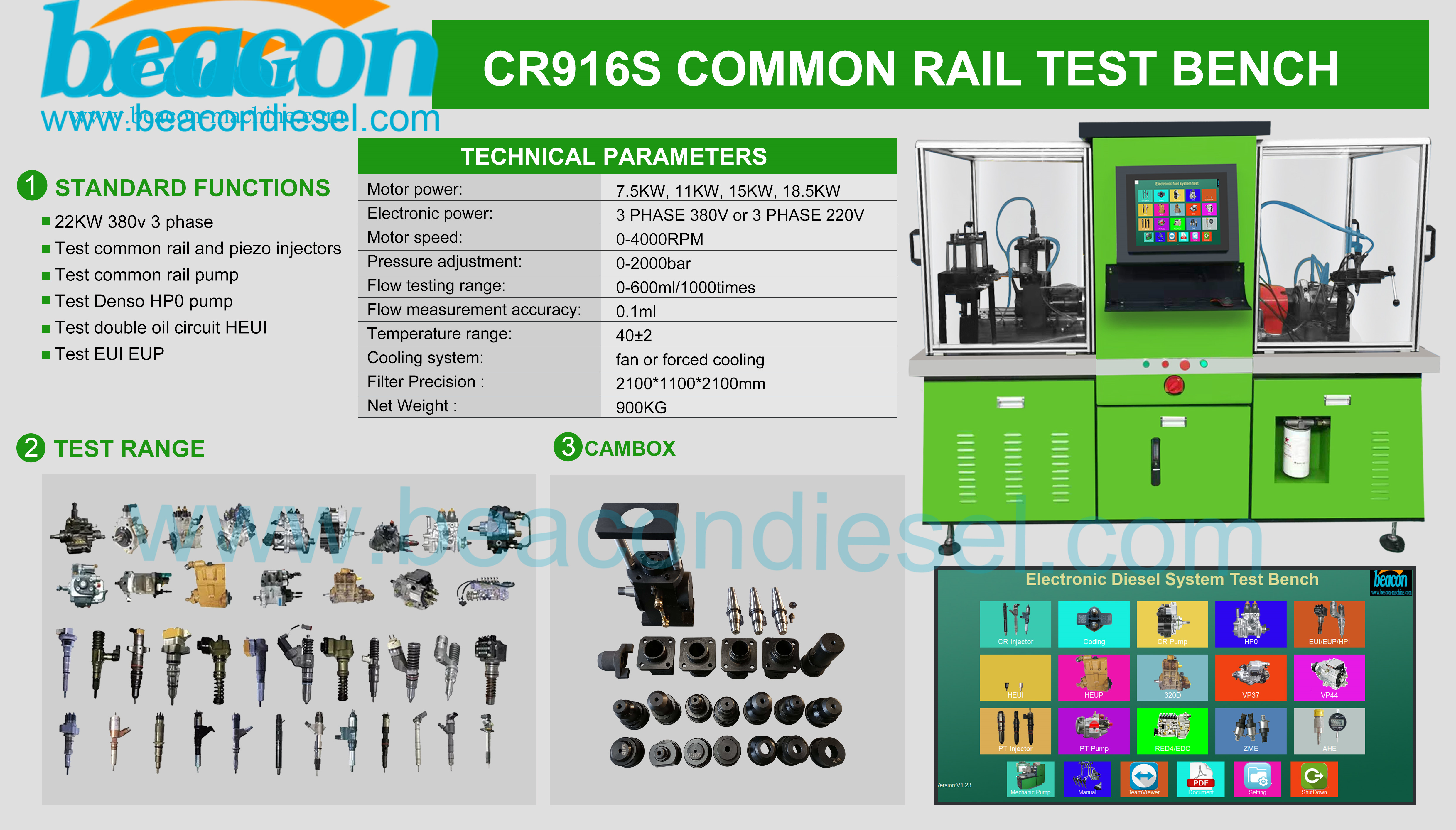 Авто дизель HEUI EUI EUP CAMBOX CR916S оборудование для испытаний топливных форсунок Common Rail