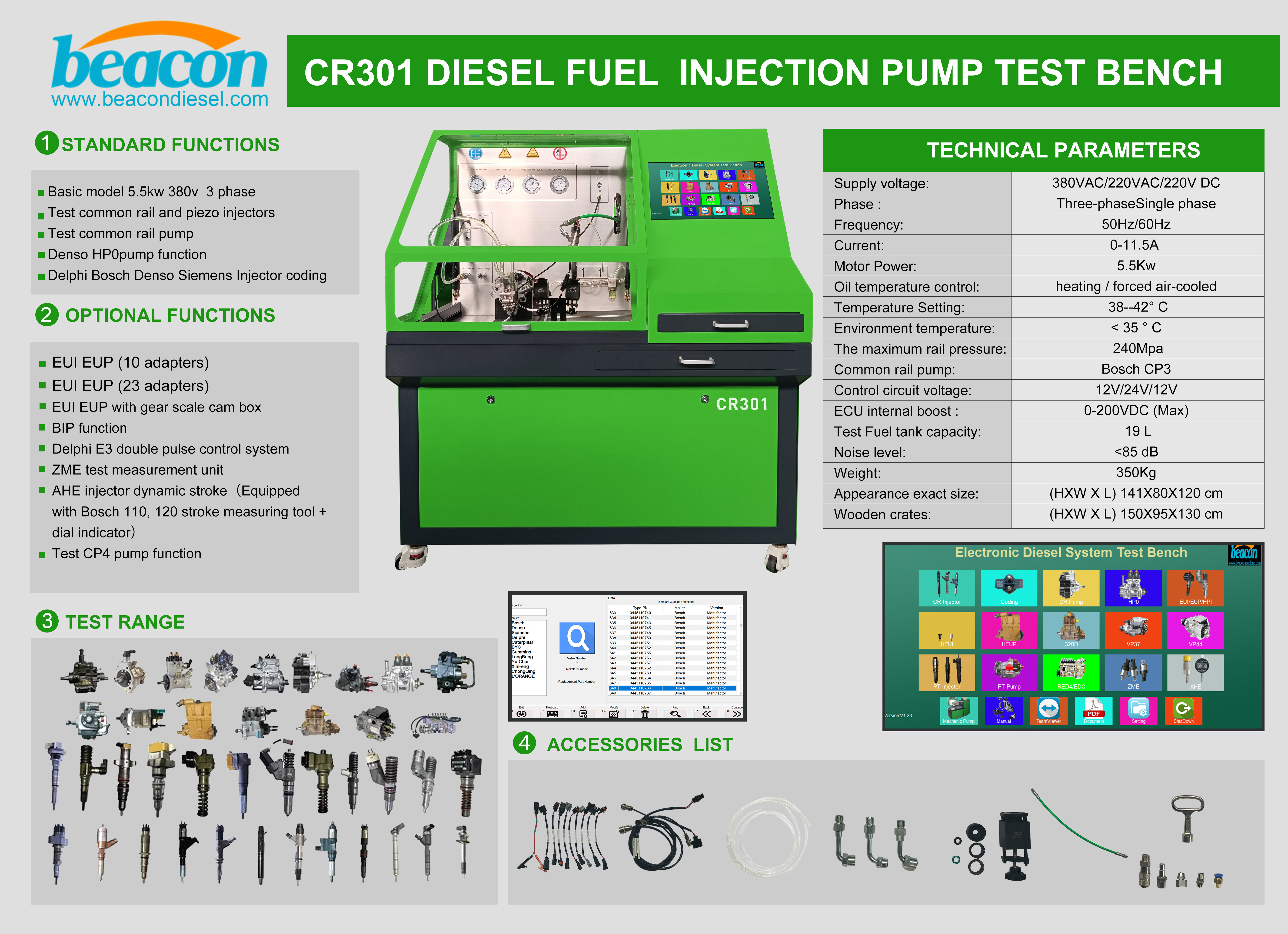 Стенд для испытаний ТНВД с пьезофорсунками Common Rail CR301 Стенд для испытаний насосов Denso HP0